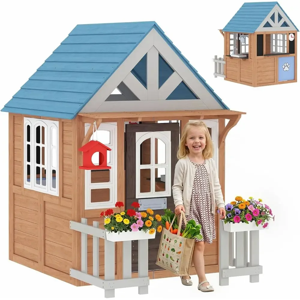 Kids Outdoor Wooden Playhouse - Domek do zabawy na zewnątrz Qaba