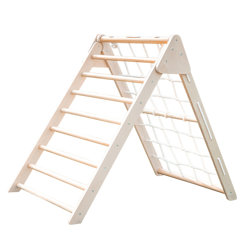 Kids Outdoor Wooden Playset - Składany Drewniany Trójkątny Wspinaczkowy Zestaw z