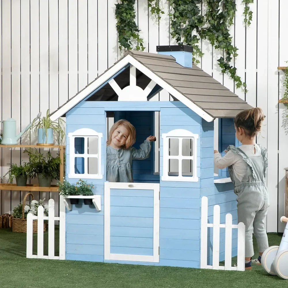 Kids Outdoor Wooden Playhouse - Domek dla dzieci na zewnątrz w