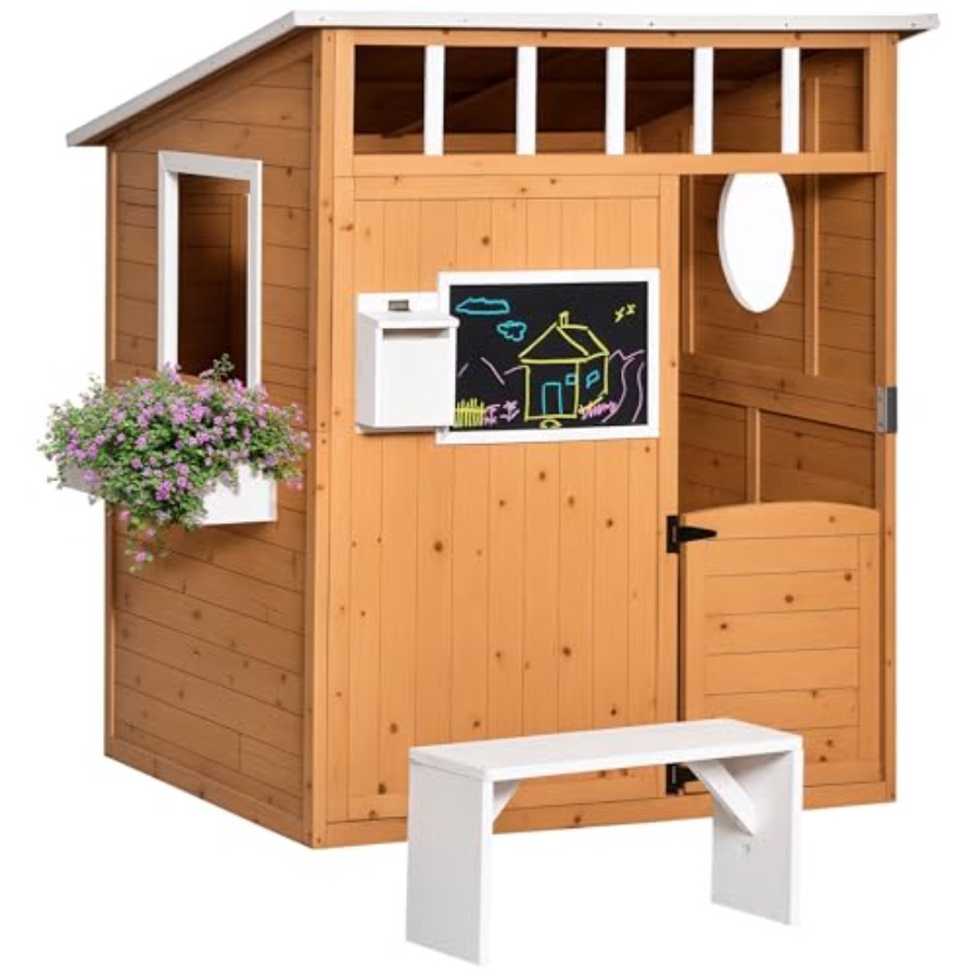Kids Outdoor Wooden Playhouse - Drewniany domek do zabawy dla dzieci