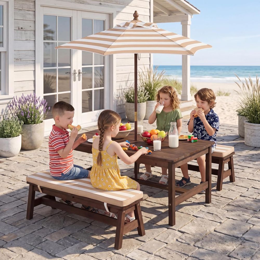 Kids Outdoor Wooden Table - Stół piknikowy dla dzieci, duży blat