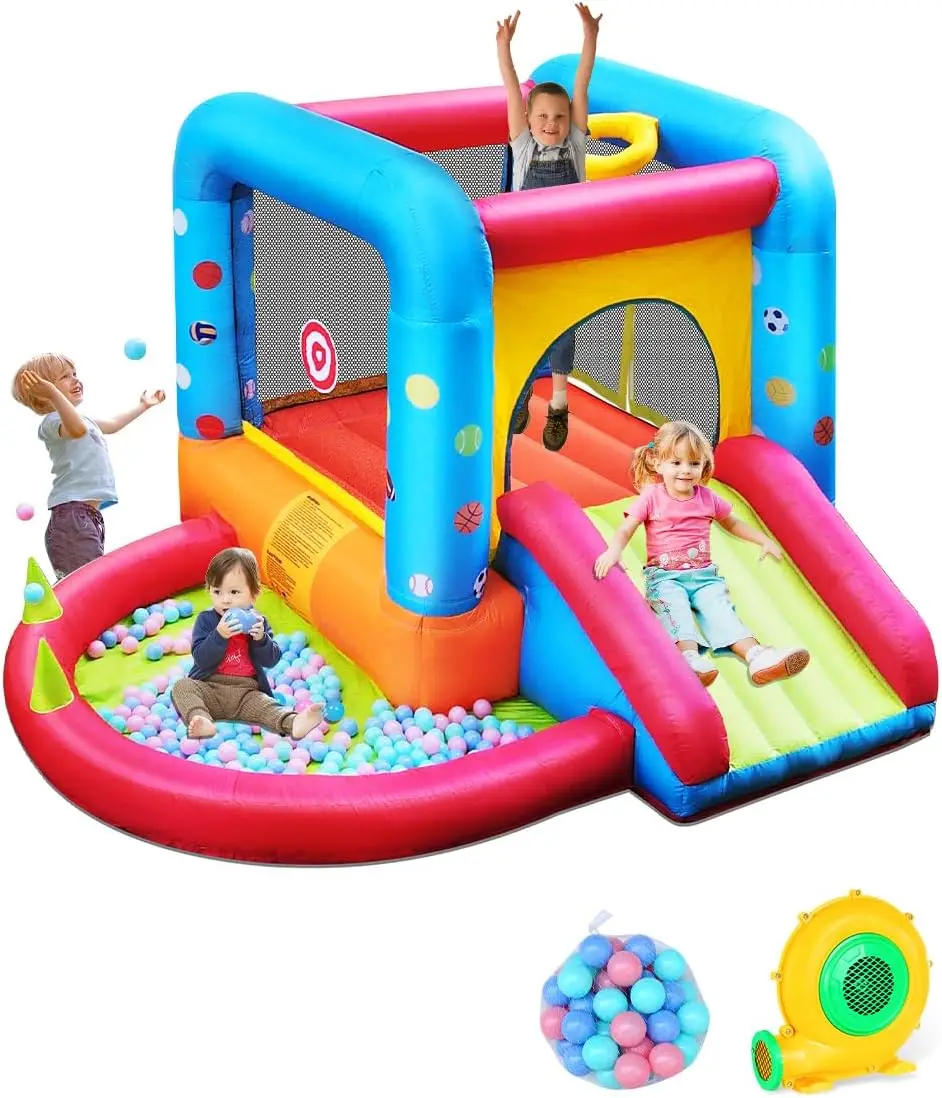 Kids Outdoor Bounce House - Nadmuchiwany zamek do skakania Step4Fun, zjeżdżalnia
