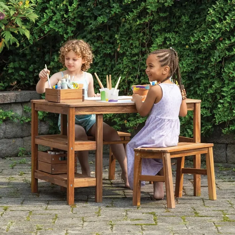 Kids Outdoor Wooden Playset - Zestaw mebli ogrodowych dla dzieci: stół