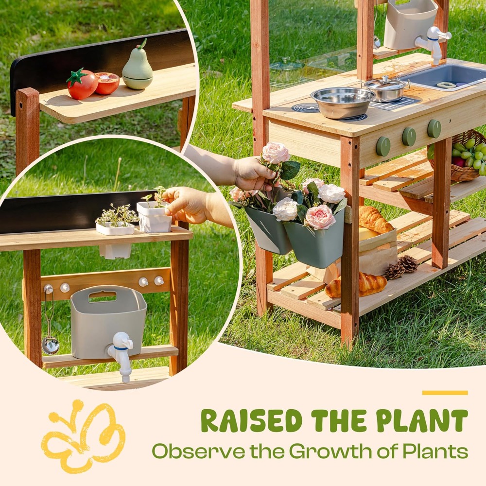 Kids Outdoor Wooden Playset - Drewniana kuchnia do zabawy w błoto