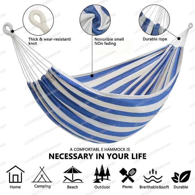 Kids Outdoor Hammock Swing - Hamak pojedynczy bez sztyftów z podwójnego