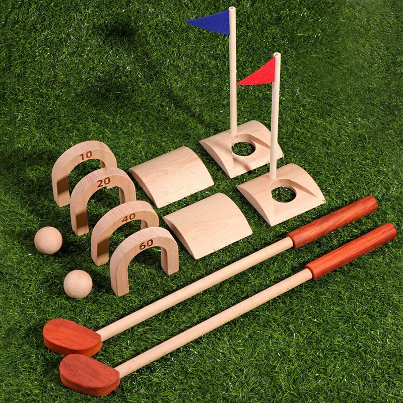 Kids Outdoor Wooden Playset - Drewniany zestaw do golfa dla dzieci,