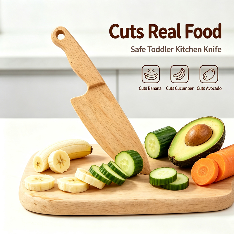 Kids Outdoor Mud Kitchen Accessories - Drewniany nóż dla dzieci do gotowania