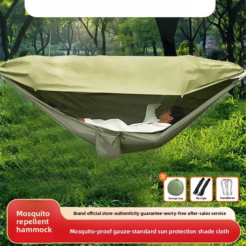 Kids Outdoor Hammock Swing - Hamak z siatki z moskitierą, zwijana