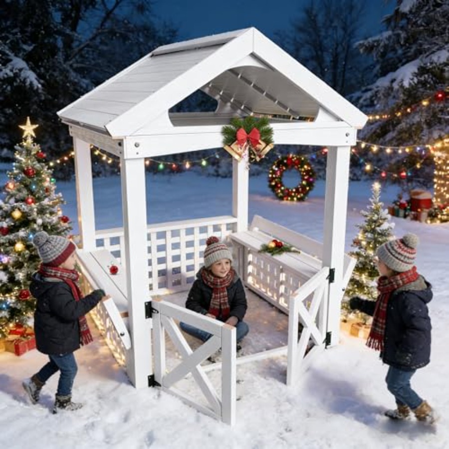 Kids Outdoor Wooden Playhouse - Drewniany domek do zabawy dla dzieci