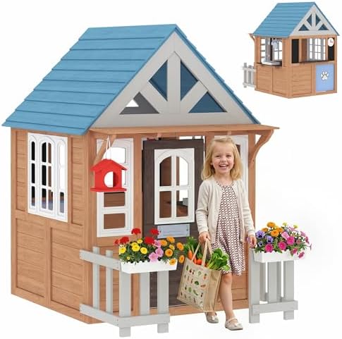 Kids Outdoor Wooden Playhouse - Drewniany domek do zabawy na zewnątrz