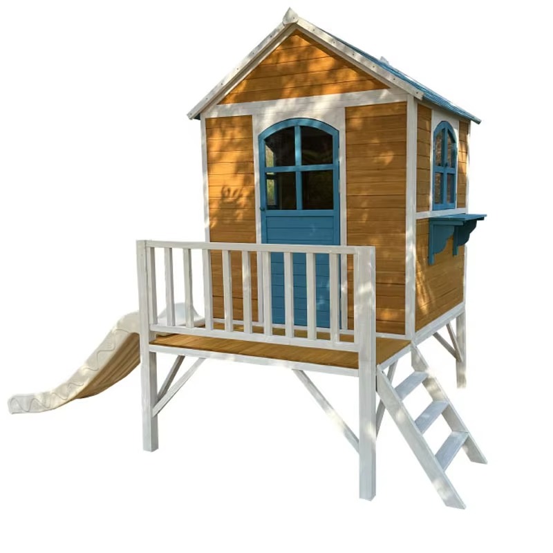 Kids Outdoor Wooden Playhouse - Nowoczesny dwupiętrowy drewniany domek do zabawy