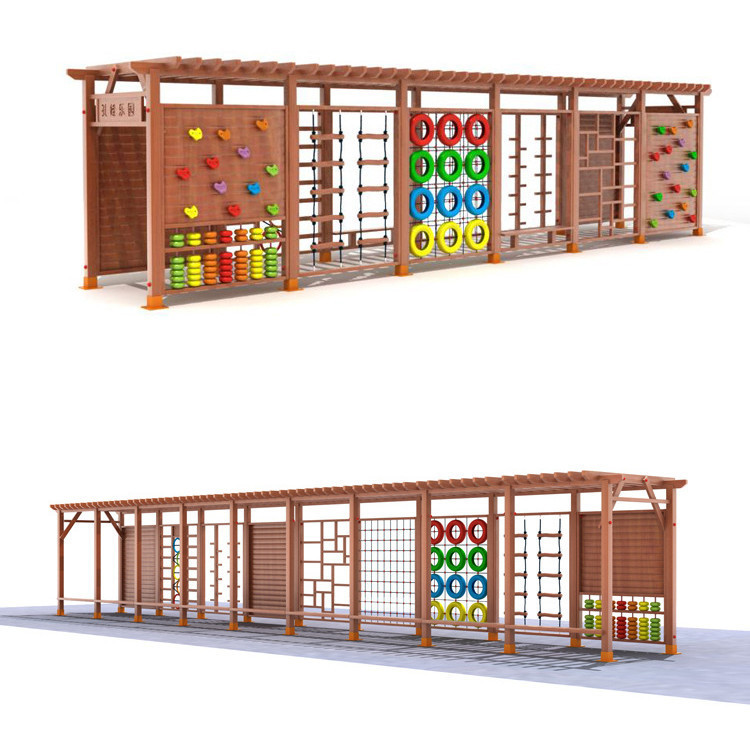 Kids Outdoor Jungle Gym - Drewniany zestaw do wspinaczki na zewnątrz,