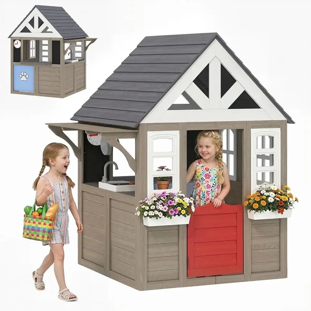 Kids Outdoor Wooden Playhouse - Domek do zabawy Qaba Outdoor, drewniany