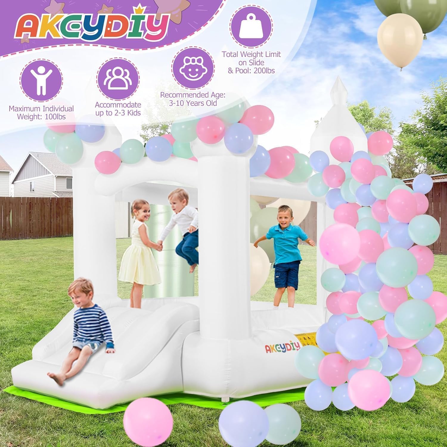 Biały dmuchany zamek do skakan – Kids Outdoor Bounce House recenzja i cena