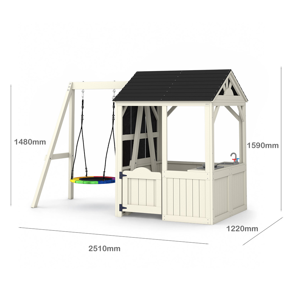 Budynki ogrodowe Meble Domek d – Kids Outdoor Wooden Playhouse recenzja i cena