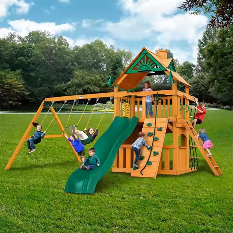 Duży Drewniany Park Rozrywki z – Kids Outdoor Wooden Playset recenzja i cena
