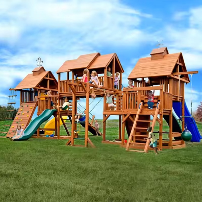 Duży Drewniany Park Rozrywki z – Kids Outdoor Wooden Playset recenzja i cena