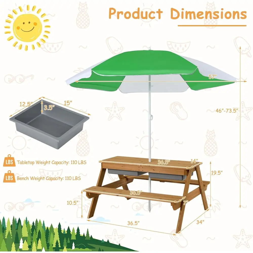 Drewniany stolik piknikowy 4w1 – Kids Outdoor Wooden Table recenzja i cena