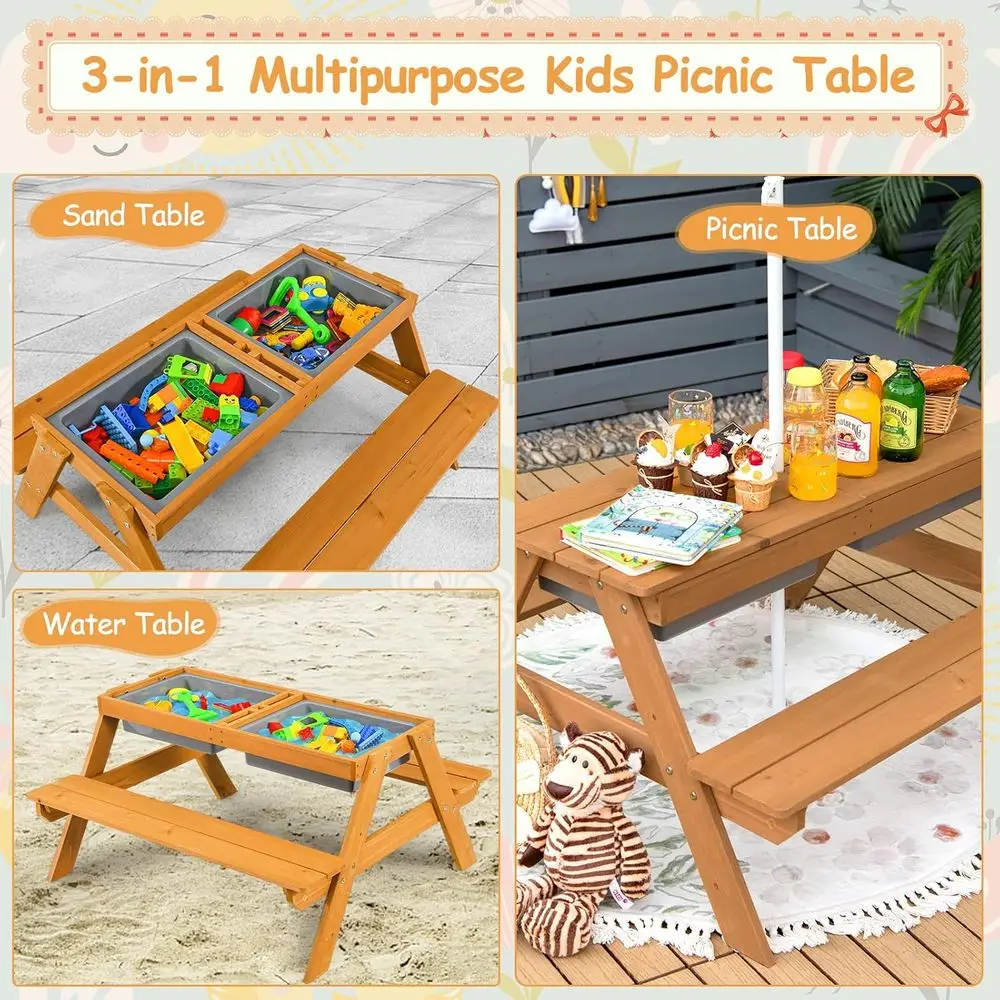 Drewniany stolik piknikowy 4w1 – Kids Outdoor Wooden Table recenzja i cena