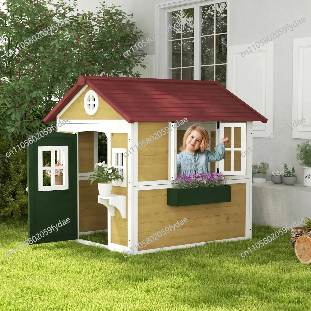 Drewniany domek dla dzieci na  – Kids Outdoor Wooden Playhouse recenzja i cena