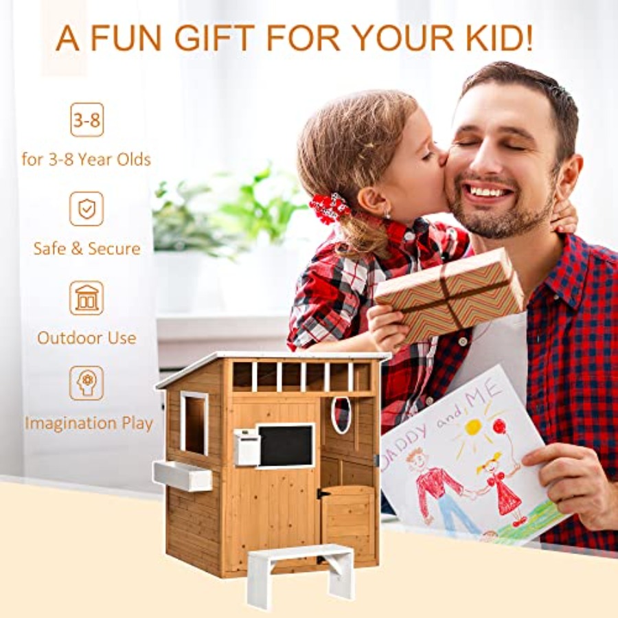 Drewniany domek do zabawy dla  – Kids Outdoor Wooden Playhouse recenzja i cena