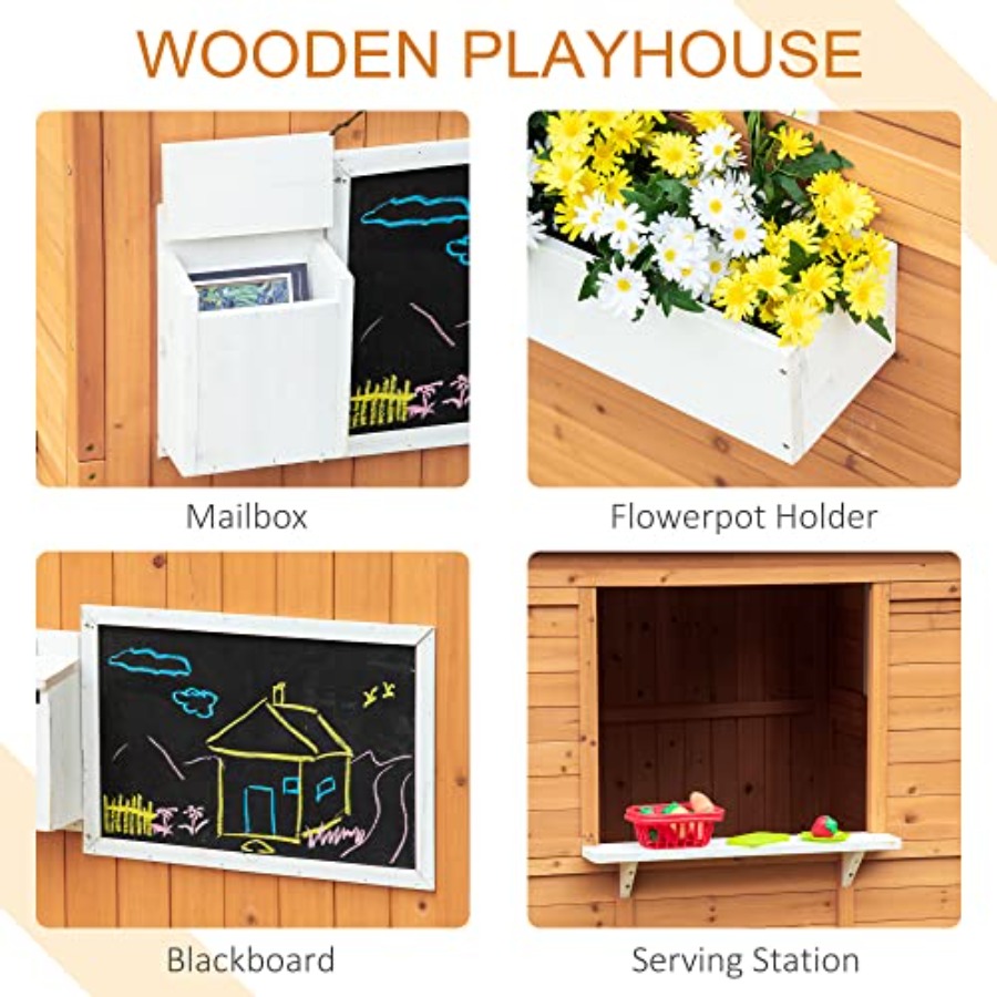 Drewniany domek do zabawy dla  – Kids Outdoor Wooden Playhouse recenzja i cena