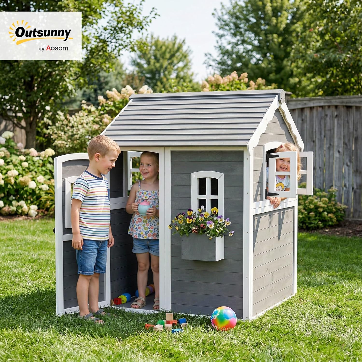 # Drewniany domek do zabawy na – Kids Outdoor Wooden Playhouse recenzja i cena