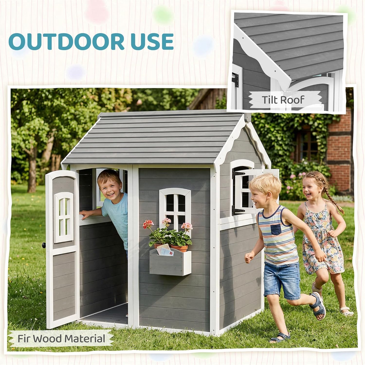 # Drewniany domek do zabawy na – Kids Outdoor Wooden Playhouse recenzja i cena