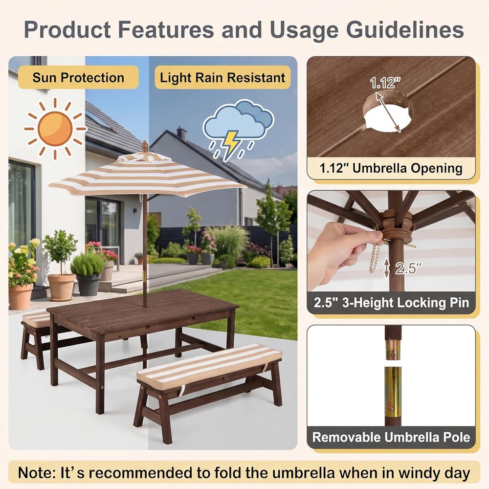Stół piknikowy dla dzieci, duż – Kids Outdoor Wooden Table recenzja i cena