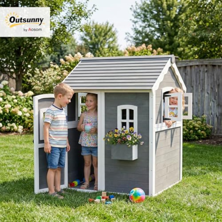 Drewniany domek do zabawy dla  – Kids Outdoor Wooden Playhouse recenzja i cena
