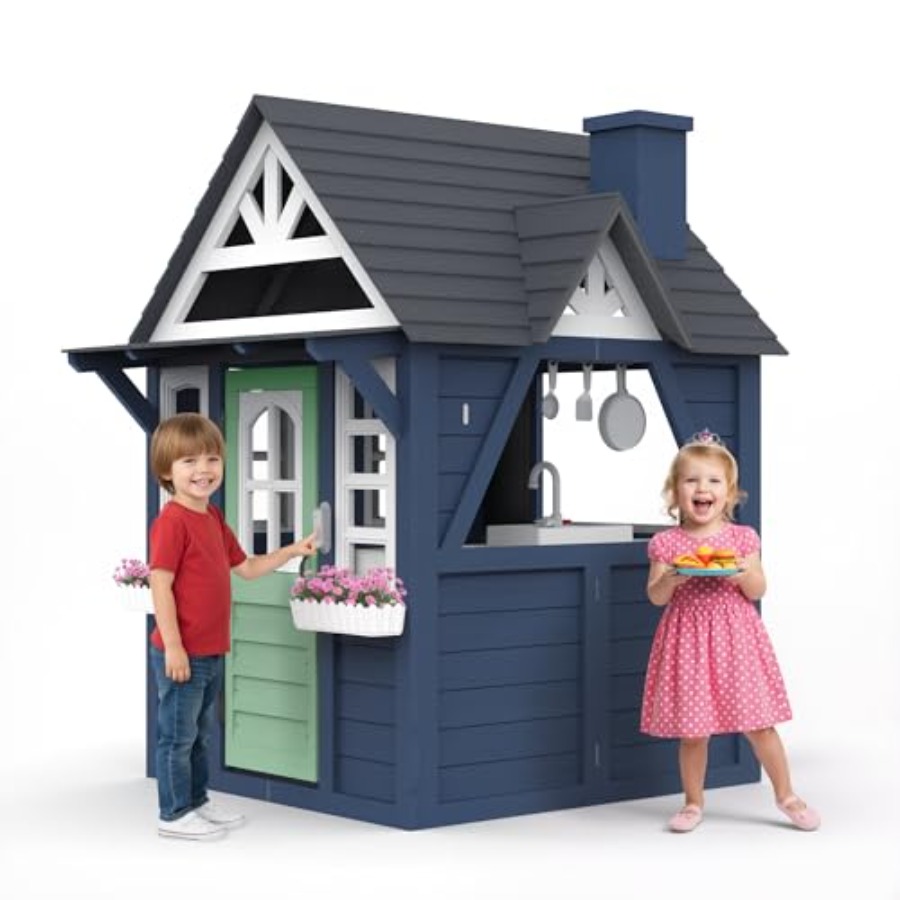 Drewniany domek dla dzieci do  – Kids Outdoor Wooden Playhouse recenzja i cena