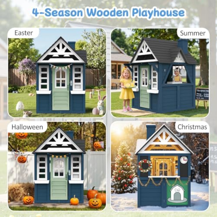 Drewniany domek dla dzieci do  – Kids Outdoor Wooden Playhouse recenzja i cena