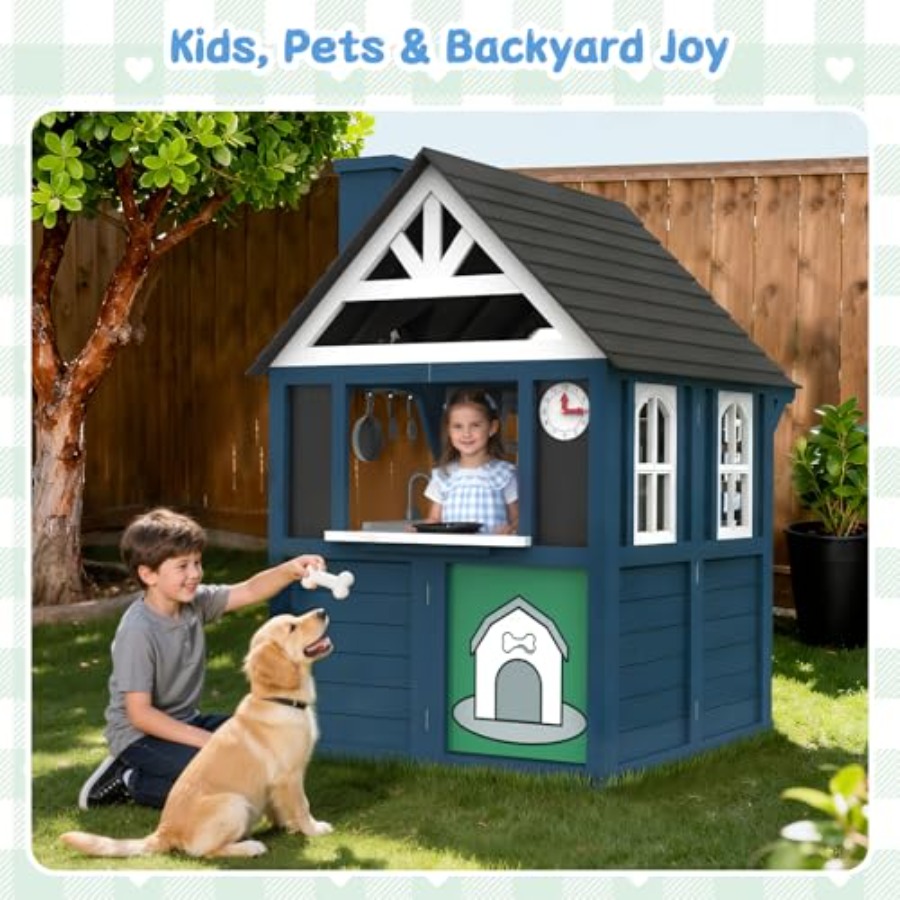 Drewniany domek dla dzieci do  – Kids Outdoor Wooden Playhouse recenzja i cena