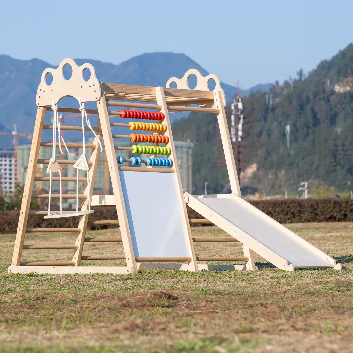 Duża, solidna drewniana konstr – Kids Outdoor Wooden Playset recenzja i cena