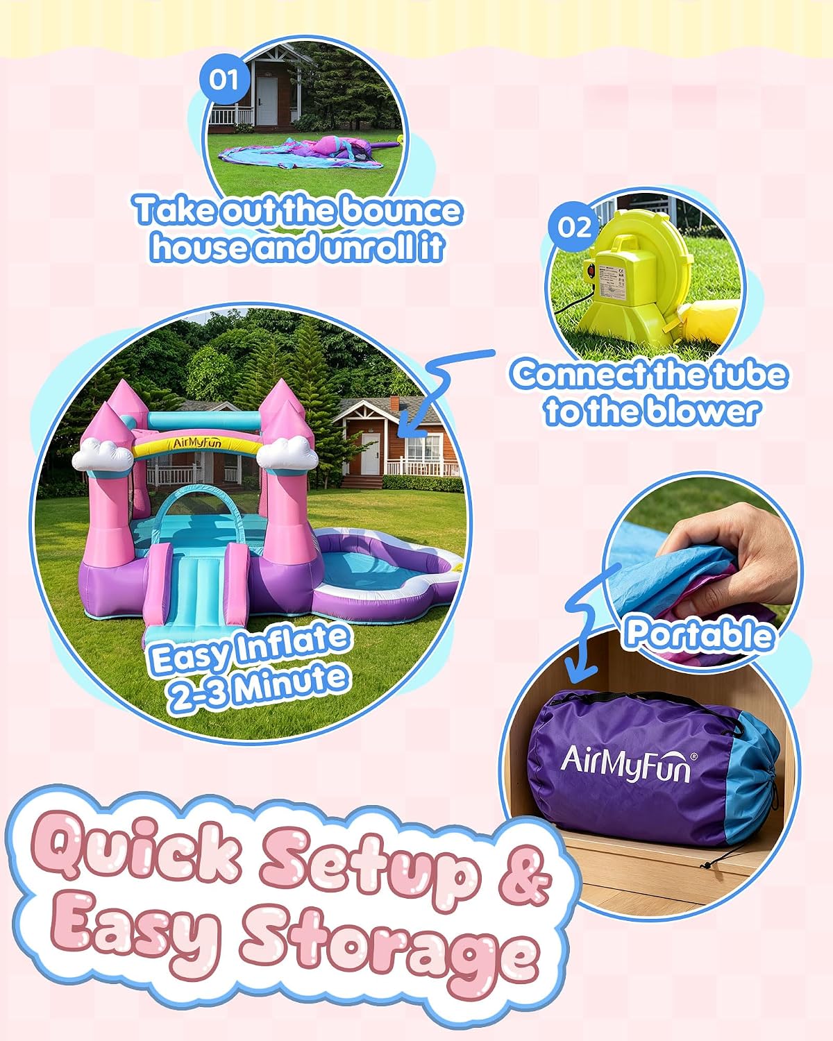 Różowy dmuchany zamek do skaka – Kids Outdoor Bounce House recenzja i cena
