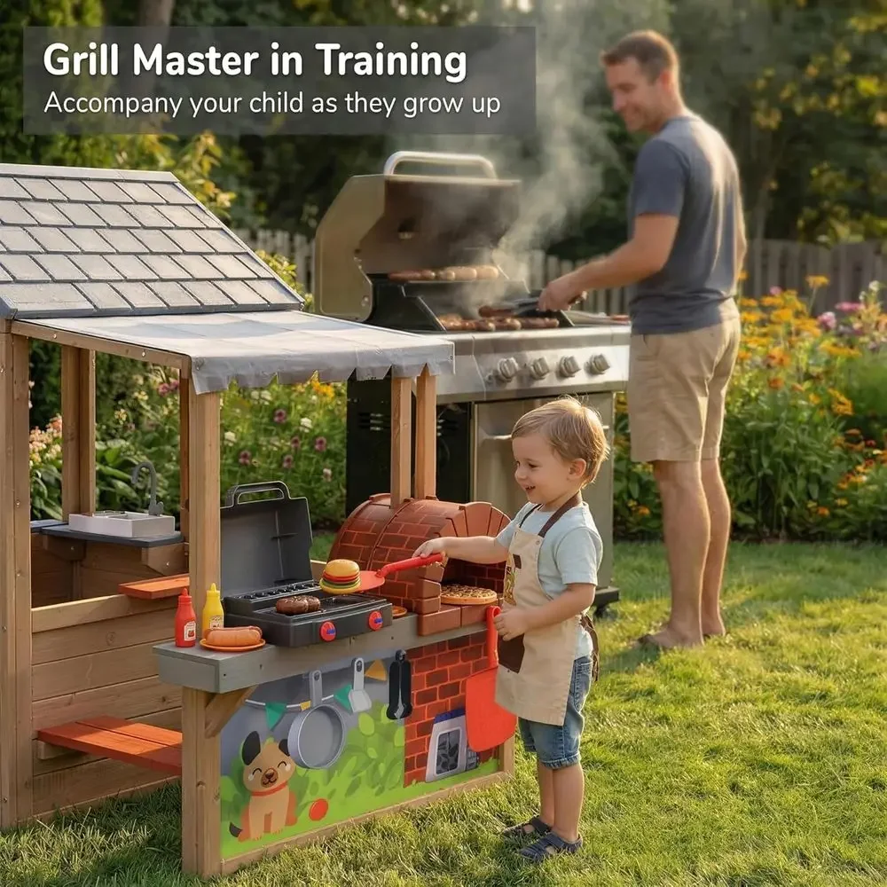Drewniany domek do zabawy dla  – Kids Outdoor Wooden Playhouse recenzja i cena