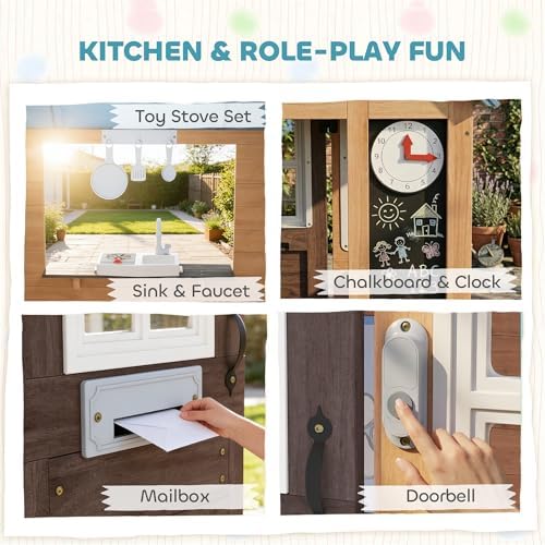 Drewniany domek do zabawy na z – Kids Outdoor Wooden Playhouse recenzja i cena