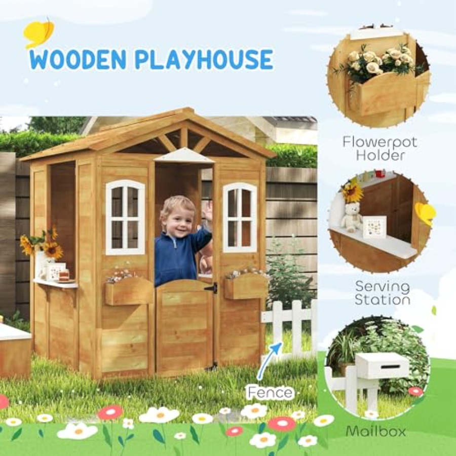 Domek do zabawy na zewnątrz dl – Kids Outdoor Wooden Playhouse recenzja i cena