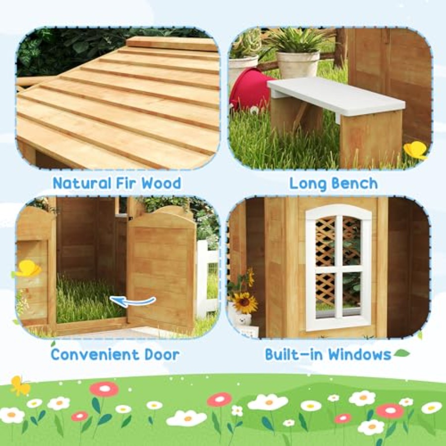 Domek do zabawy na zewnątrz dl – Kids Outdoor Wooden Playhouse recenzja i cena